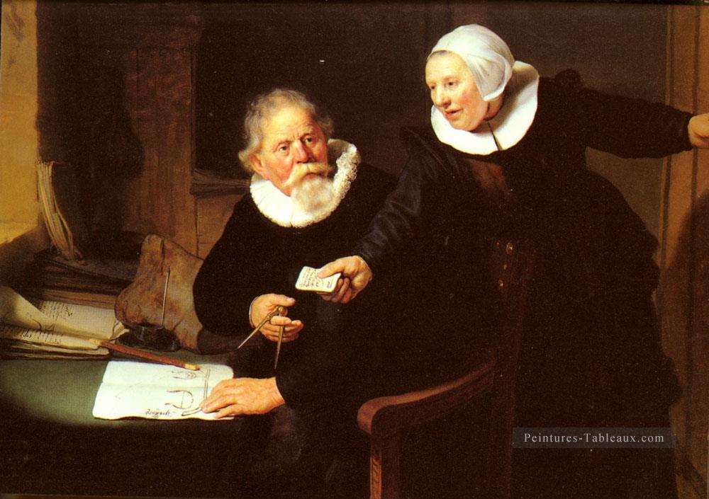 Jan Rijcksen et son épouse portrait Rembrandt Peintures à l'huile
